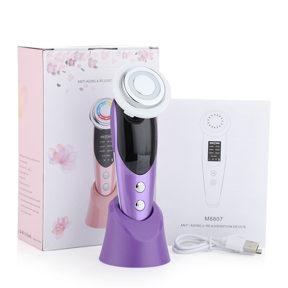 7 in 1 Face Lift Devices EMS RF Microcurrent Skin Rejuvenation Facial Massager Light Therapy Anti Aging Wrinkle Beauty Apparatus