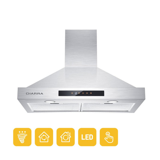 CIARRA 30 Inch Wall Mount Range Hood with 3-speed Extraction CAS75308-OW - Almondscove