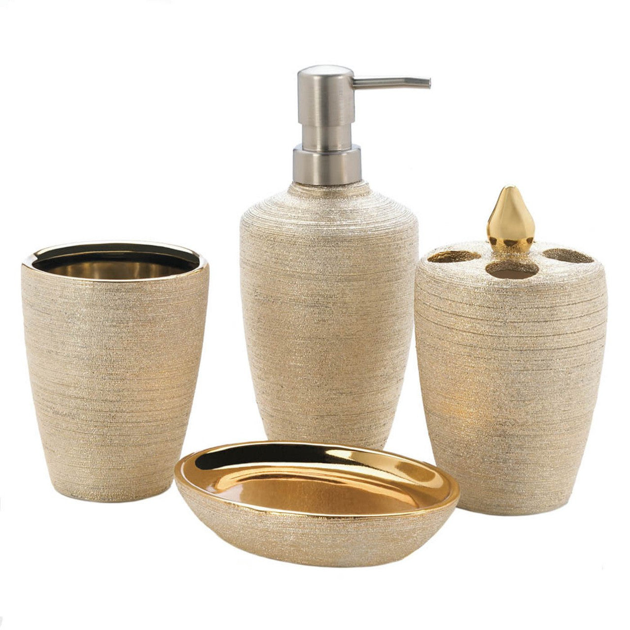 Golden Shimmer Porcelain Bath Set - Almondscove