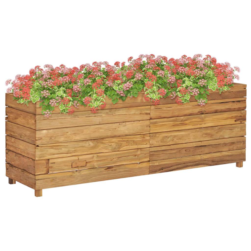 Raised Bed Recycled Teak and Steel Garden Planter Flower Multi Sizes - Almondscove