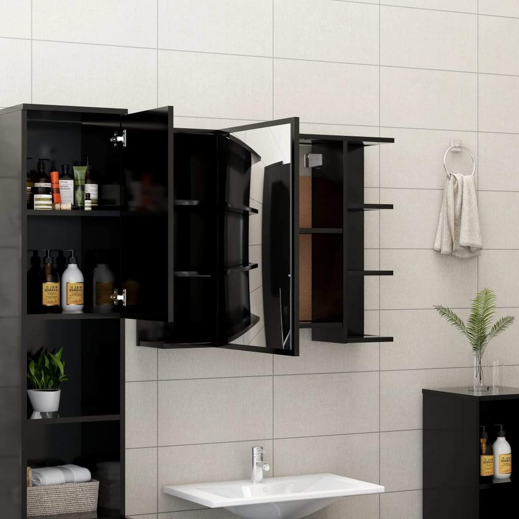 Bathroom Mirror Cabinet Chipboard Washroom Storage Rack Multi Colors - Almondscove