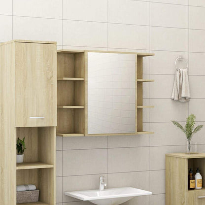 Bathroom Mirror Cabinet Chipboard Washroom Storage Rack Multi Colors - Almondscove