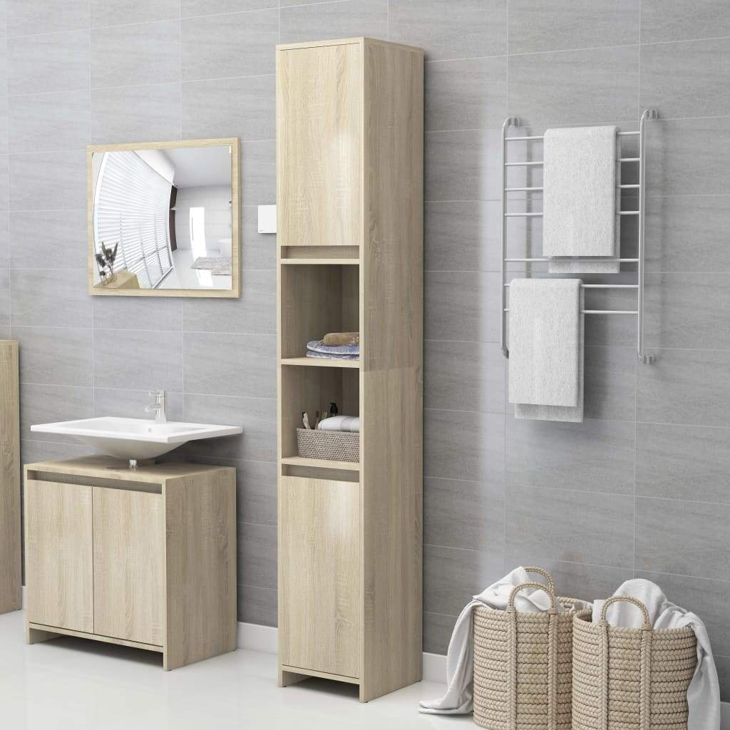 Bathroom Cabinet Sonoma Oak 11.8"x11.8"x72.2" Chipboard - Almondscove