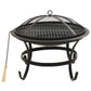 2-in-1 Fire Pit and BBQ with Poker Steel Heater Garden Black/Brown - Almondscove