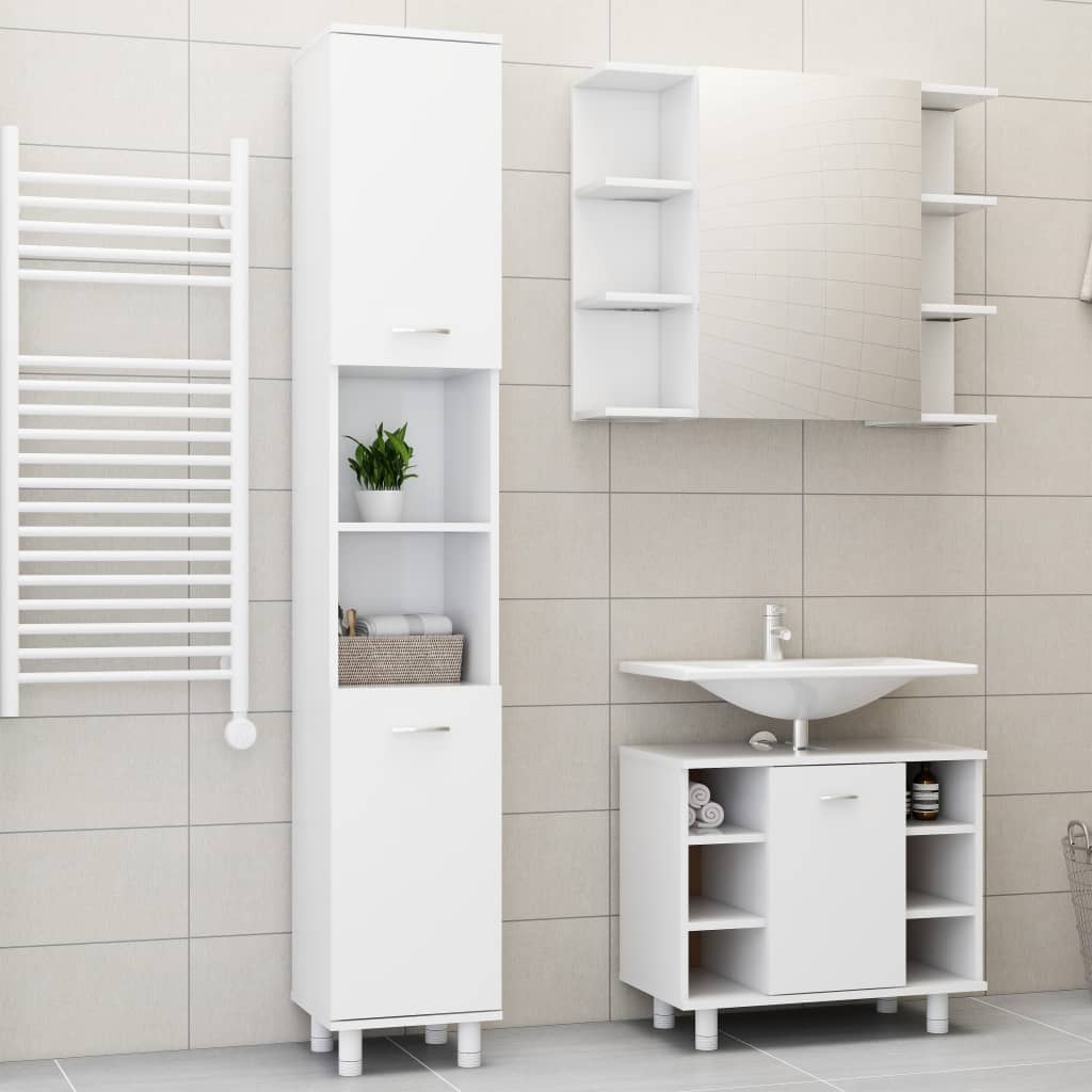 Bathroom Furniture Set 3 Pieces Chipboard Cabinet Storage Multi Colors - Almondscove