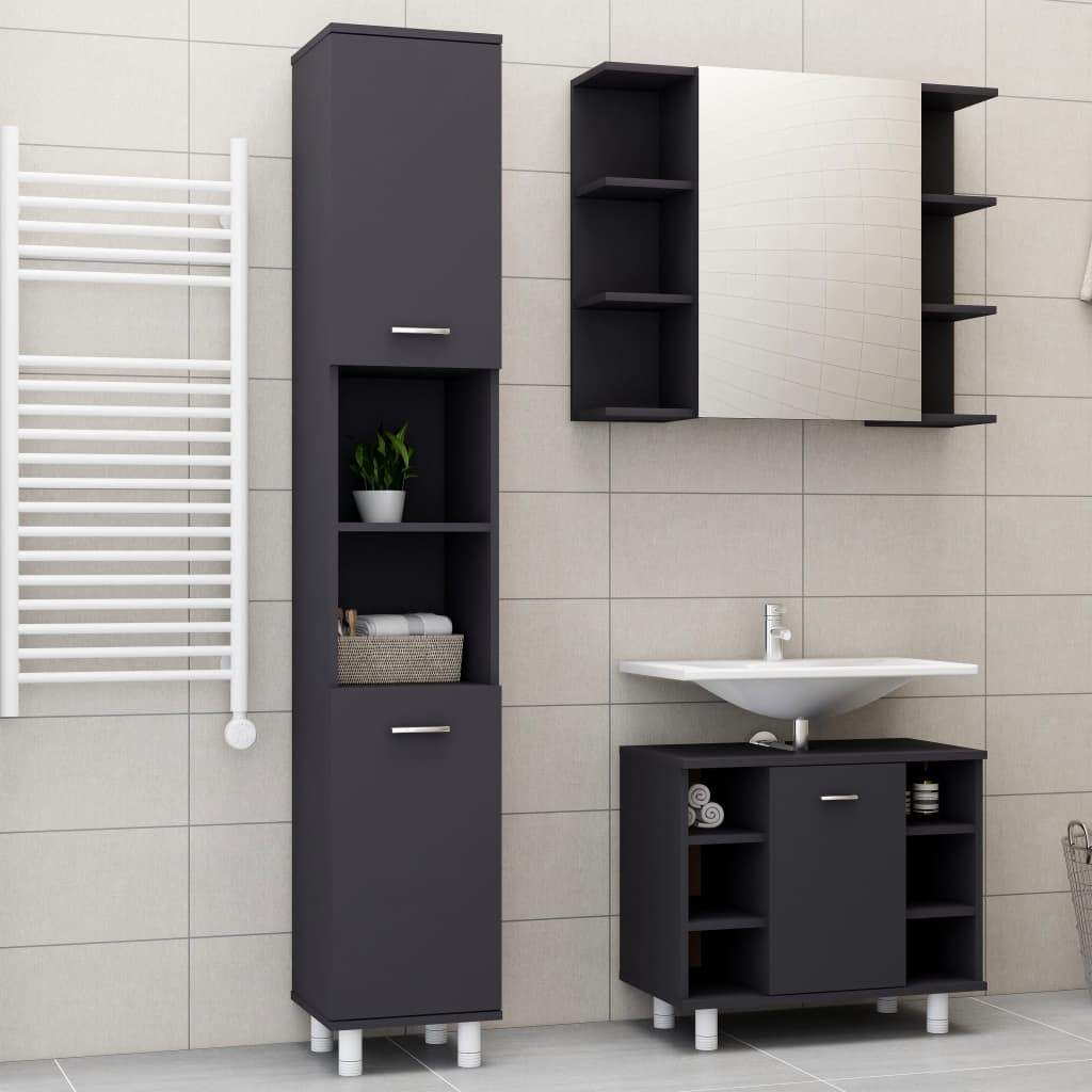 Bathroom Furniture Set 3 Pieces Chipboard Cabinet Storage Multi Colors - Almondscove