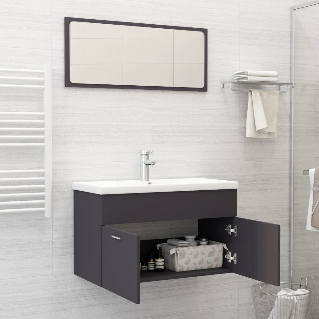 2 Piece Bathroom Furniture Set White Chipboard - Almondscove