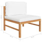 6 Piece Patio Lounge Set with Cream Cushions Solid Teak Wood - Almondscove