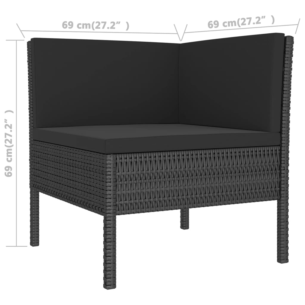 8 Piece Patio Lounge Set with Cushions Poly Rattan Black - Almondscove