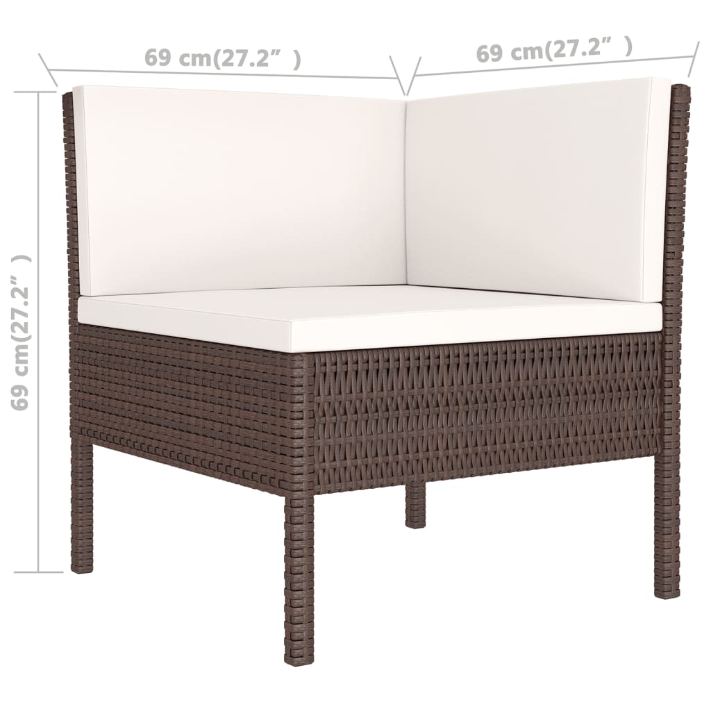 12 Piece Patio Lounge Set with Cushions Poly Rattan Brown - Almondscove