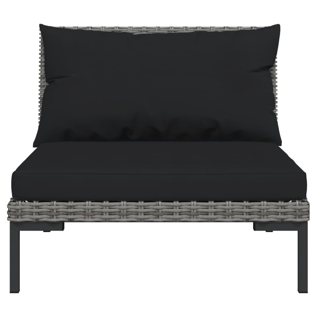 11 Piece Patio Lounge Set with Cushions Poly Rattan Dark Gray - Almondscove