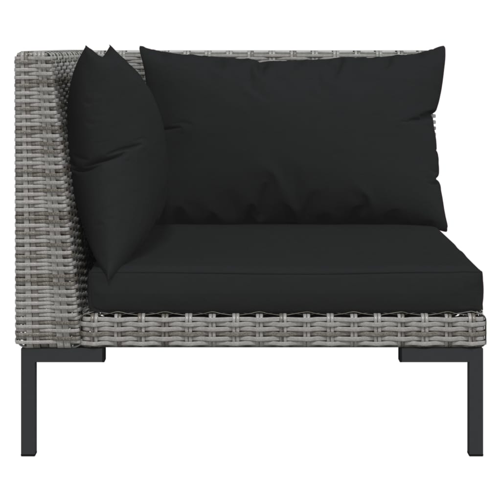 11 Piece Patio Lounge Set with Cushions Poly Rattan Dark Gray - Almondscove
