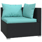 7 Piece Patio Lounge Set with Cushions Black Poly Rattan - Almondscove
