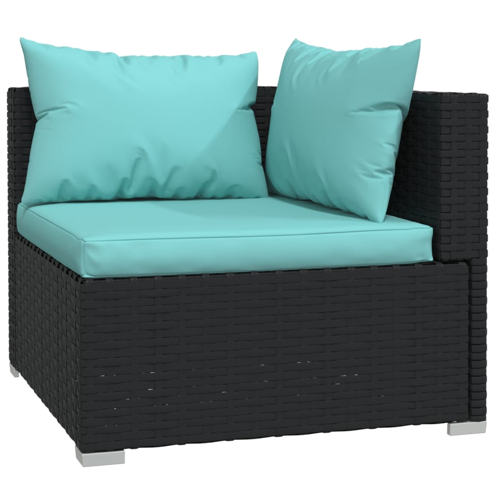 12 Piece Patio Lounge Set with Cushions Black Poly Rattan - Almondscove