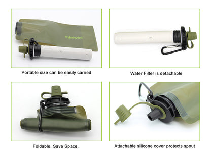 Adventure Rider's Portable Water Purification Foldable Bottle