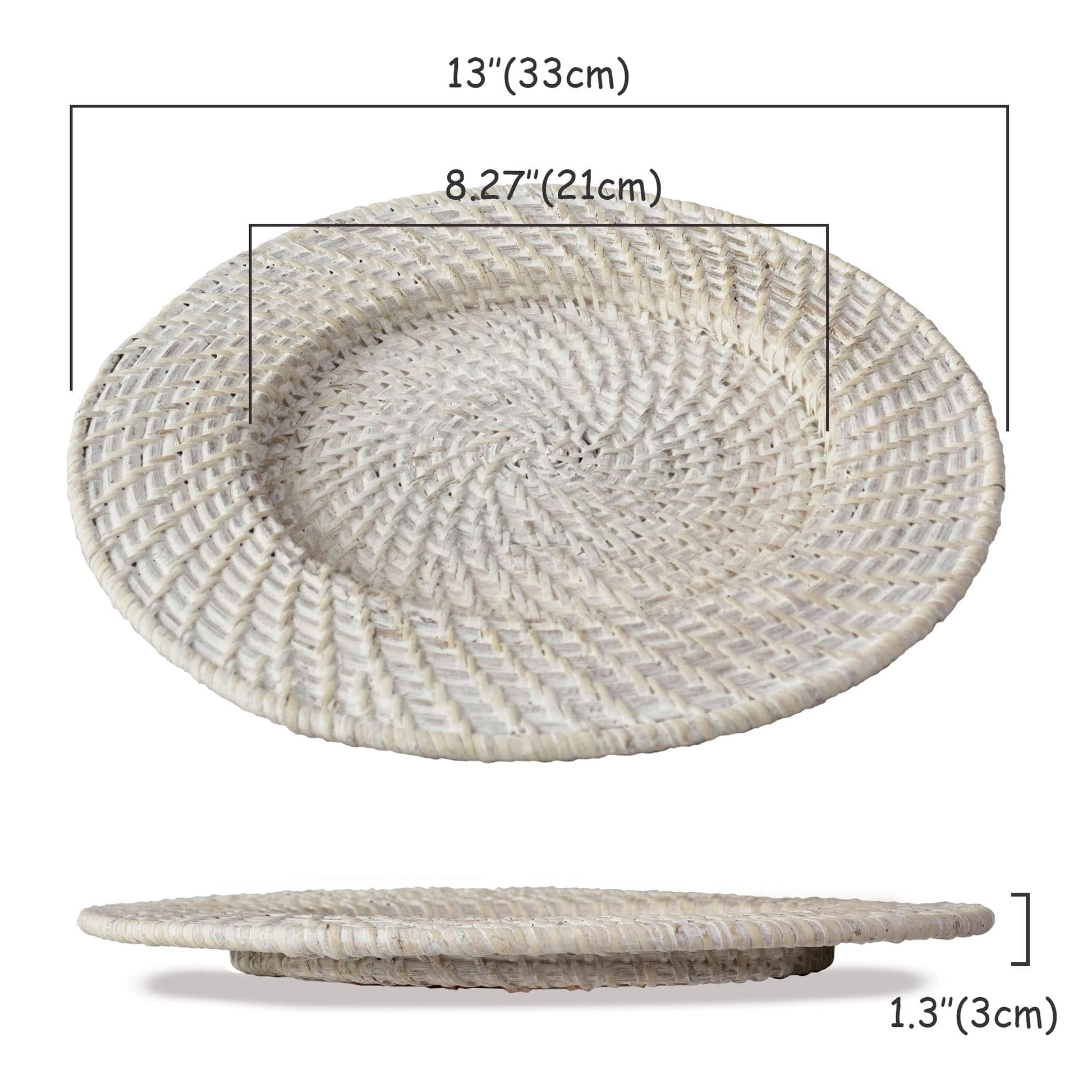 Round Wicker Charger | Woven Rustic Dinnerware Tableware for Dinner, Party, Wedding - Almondscove