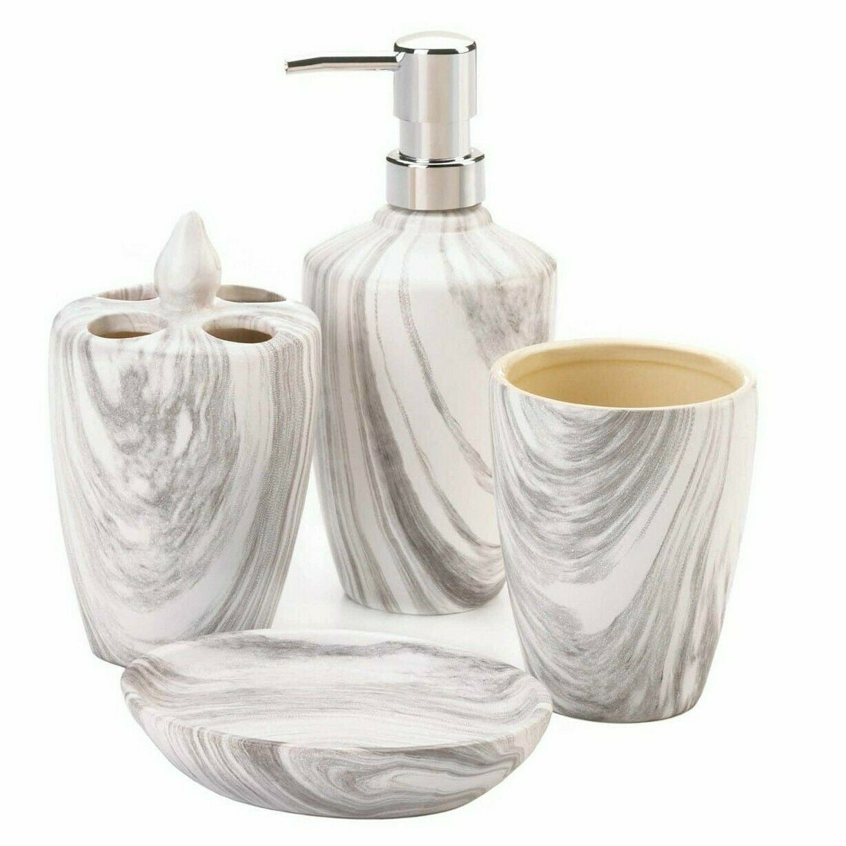 Gray Marble Porcelain Bath Accessory Set - Almondscove