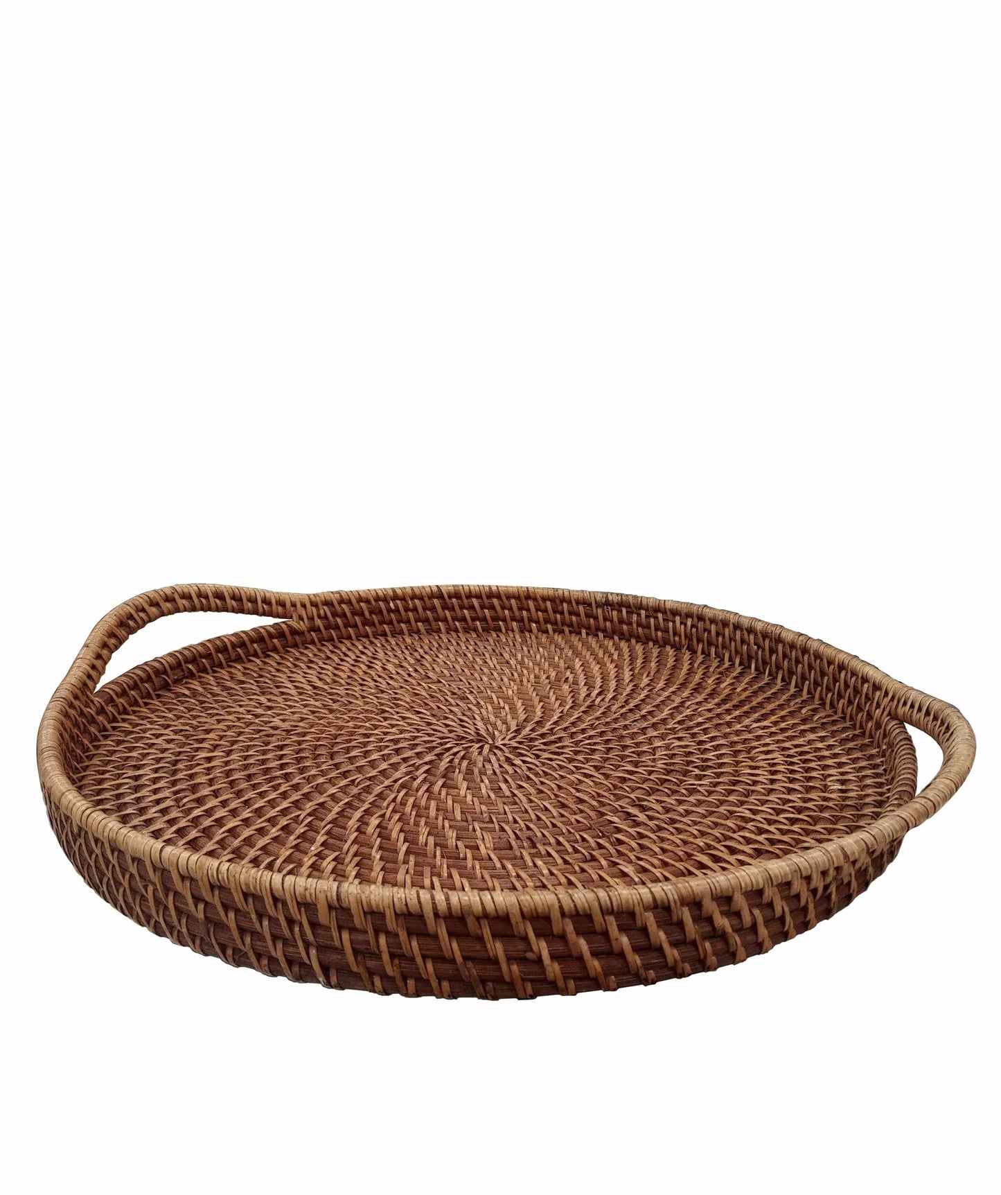 Round Wicker Serving Trays with Handles (19-Inch) | For Serving & Tabletop Display - Almondscove