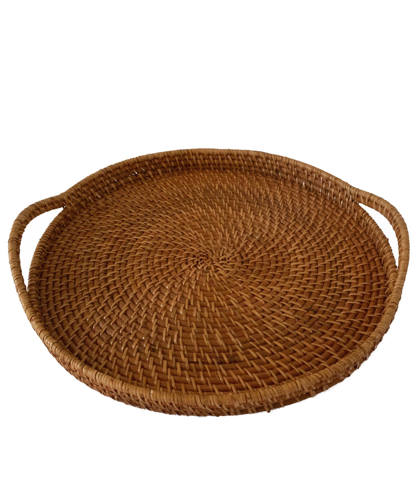 Round Wicker Serving Trays with Handles (19-Inch) | For Serving & Tabletop Display - Almondscove