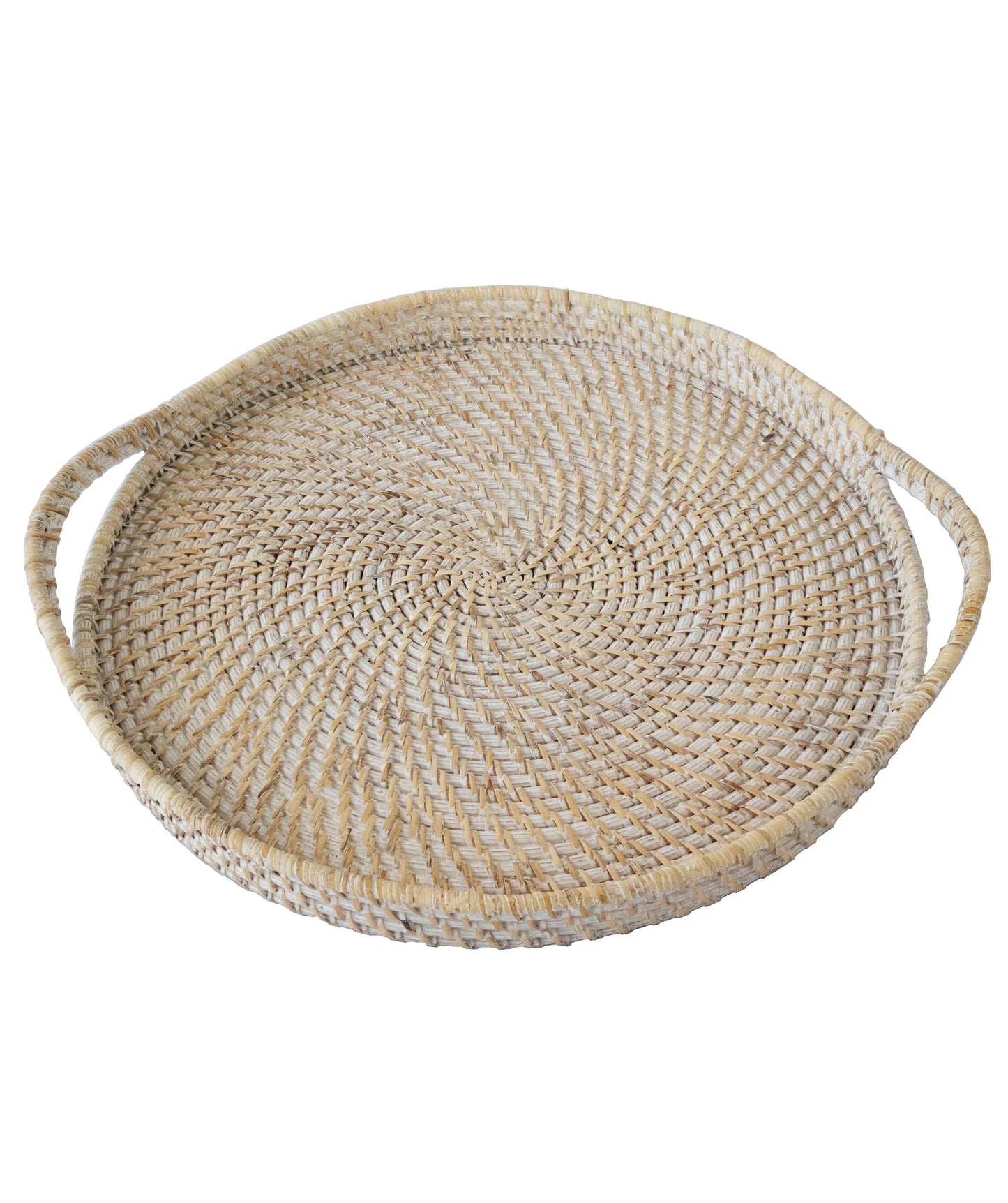 Round Wicker Serving Trays with Handles (19-Inch) | For Serving & Tabletop Display - Almondscove