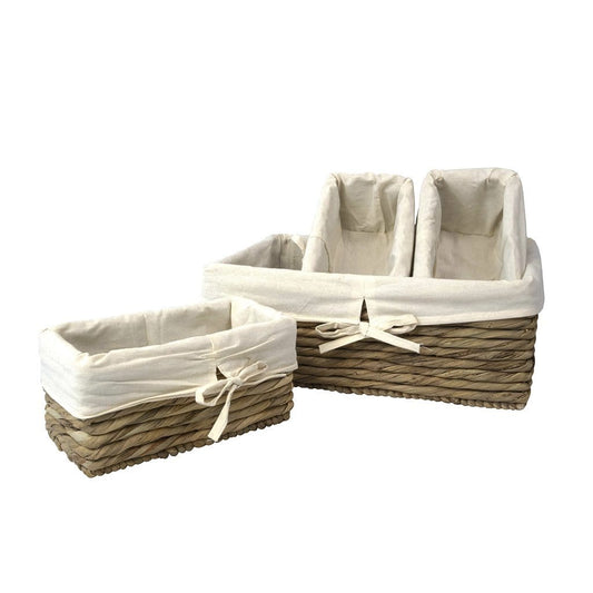 Water Hyacinth Storage Container Baskets with Liner - Multi-funtional storage solution for Home Decor - Almondscove